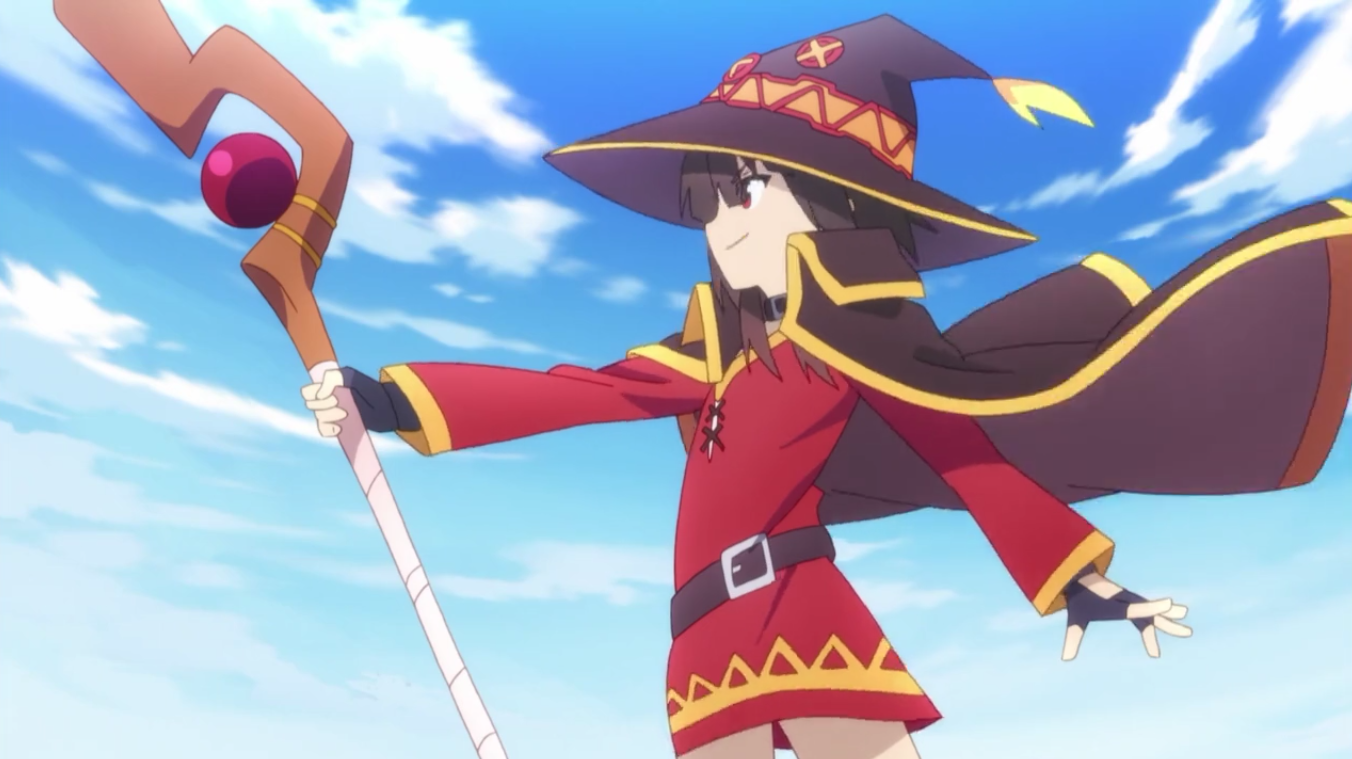 Megumin holding explosion wand Blank Meme Template