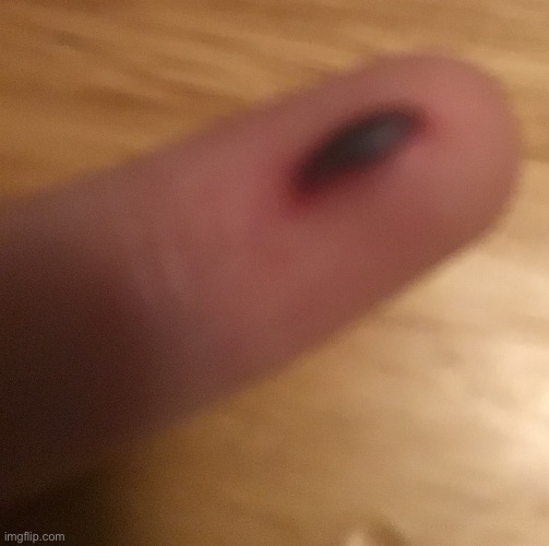 guess who slammed part of their finger last night!!!!!! (it isn’t blood, don’t worry) | made w/ Imgflip meme maker