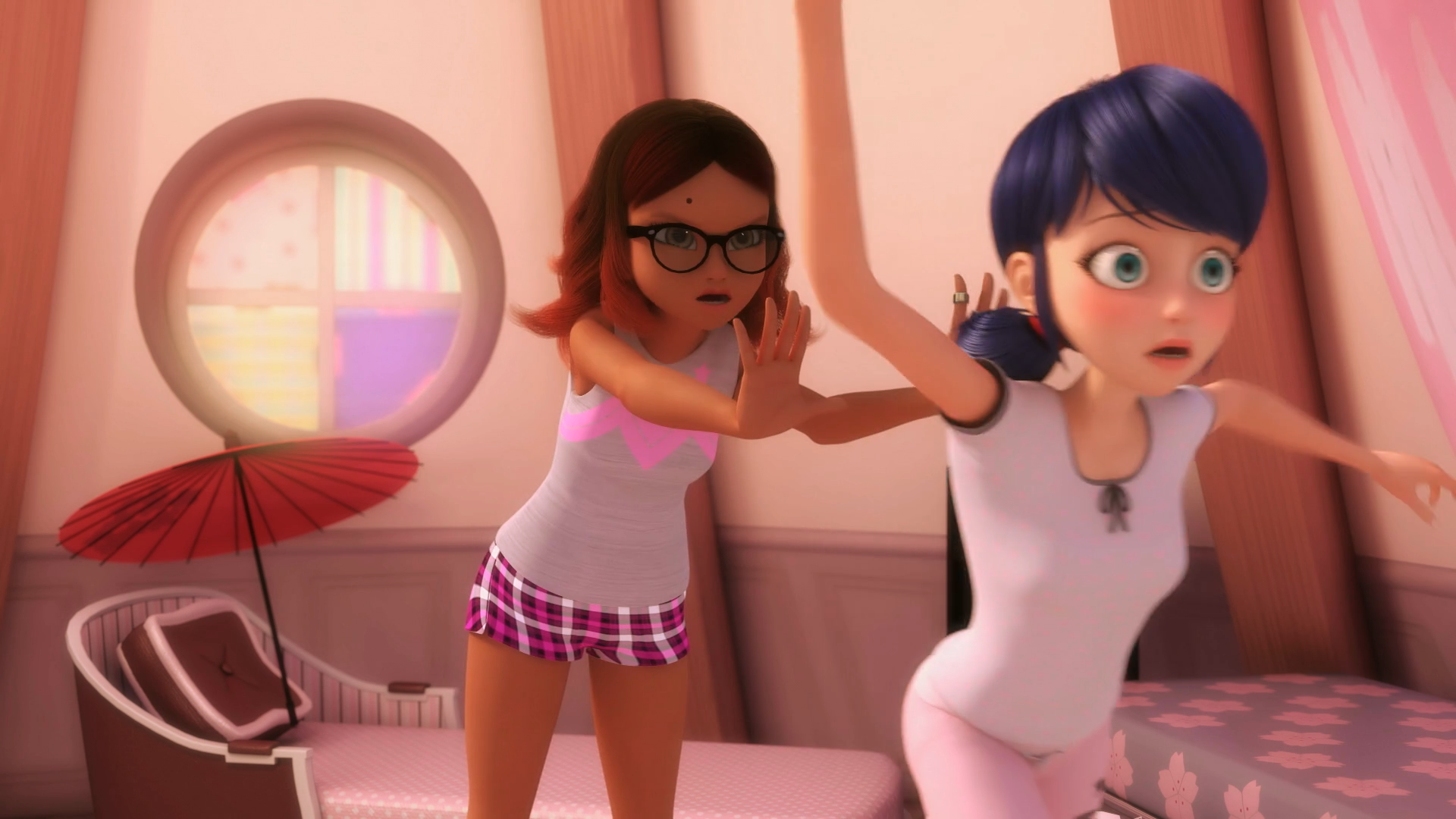 Alya Pushing Marinette Blank Meme Template