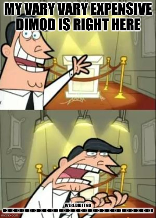 This Is Where I'd Put My Trophy If I Had One | MY VARY VARY EXPENSIVE DIMOD IS RIGHT HERE; WERE DID IT GO AHHHHHHHHHHHHHHHHHHHHHHHHHHHHHHHHHHHHHHHHHHHHHHHHHHHHHHHHHHHHH | image tagged in memes,this is where i'd put my trophy if i had one | made w/ Imgflip meme maker