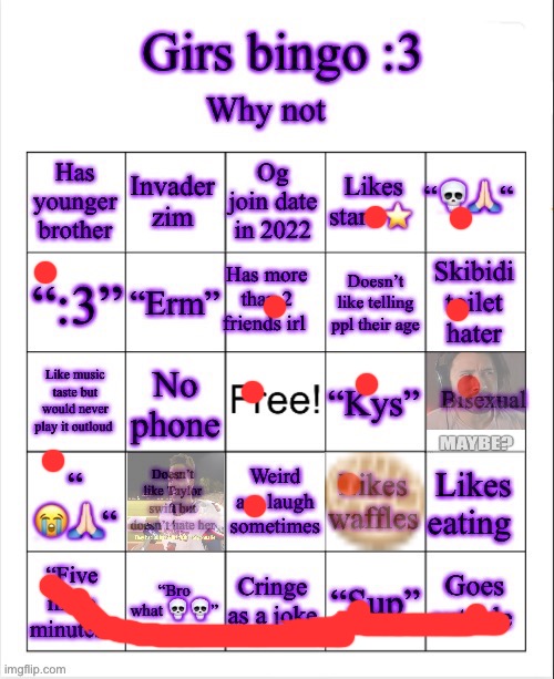 Girs dumb bingo | image tagged in girs dumb bingo | made w/ Imgflip meme maker
