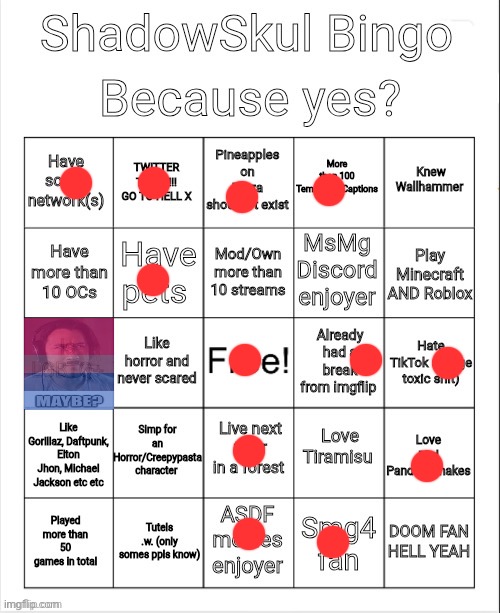 Shadow bingo | image tagged in shadow bingo | made w/ Imgflip meme maker