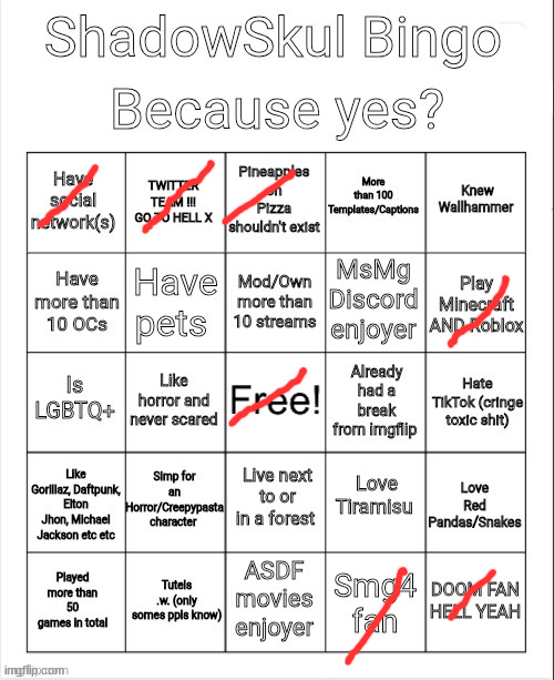 Shadow bingo | image tagged in shadow bingo | made w/ Imgflip meme maker