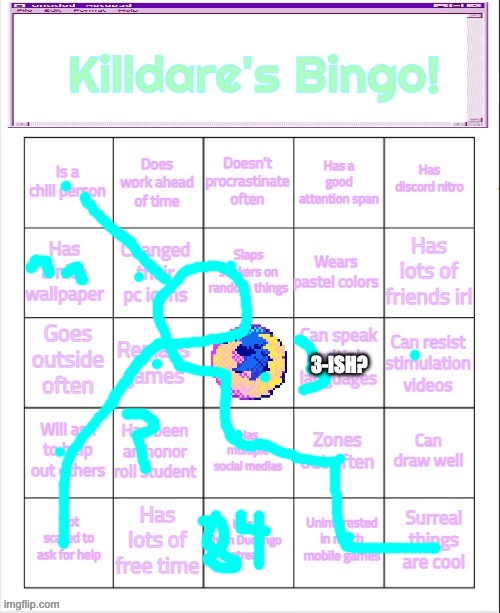 Killdare's Bingo | 3-ISH? | image tagged in killdare's bingo | made w/ Imgflip meme maker