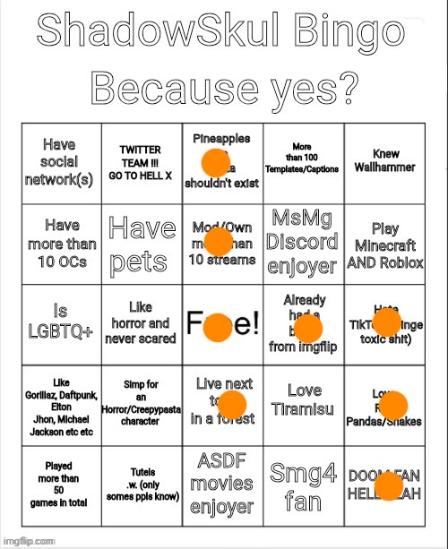 Shadow bingo | image tagged in shadow bingo | made w/ Imgflip meme maker