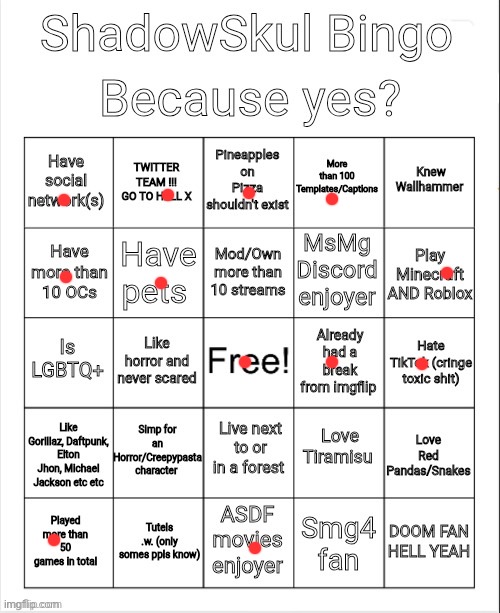 Shadow bingo | image tagged in shadow bingo | made w/ Imgflip meme maker