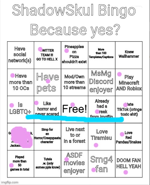 Shadow bingo | image tagged in shadow bingo | made w/ Imgflip meme maker