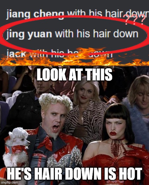 WHAT??? | ??? LOOK AT THIS; HE'S HAIR DOWN IS HOT | image tagged in memes,mugatu so hot right now,funny,video games,gaming,honkai star rail | made w/ Imgflip meme maker