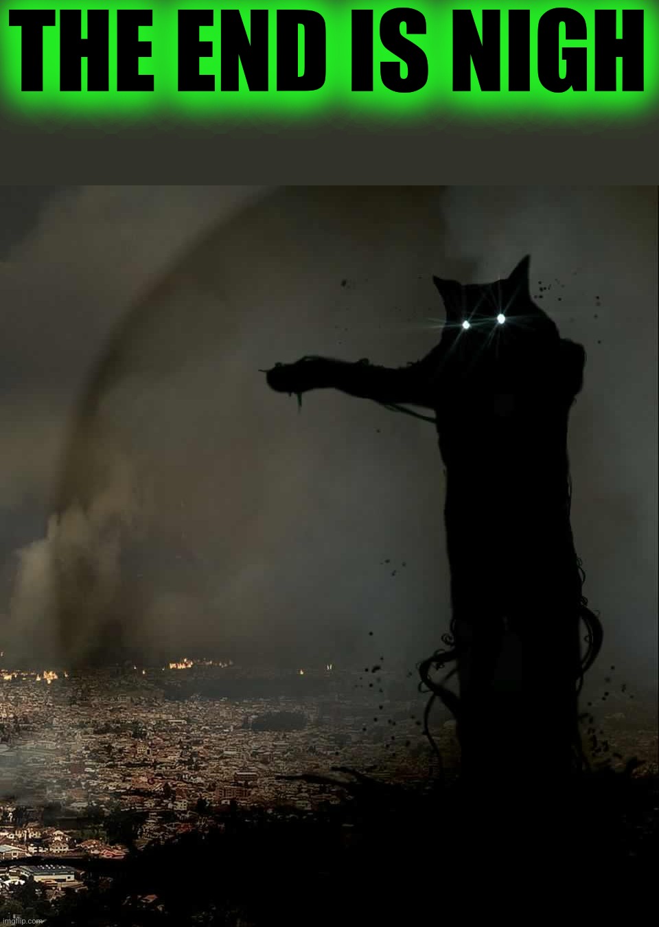 Godzilla Cat | THE END IS NIGH | image tagged in godzilla cat | made w/ Imgflip meme maker