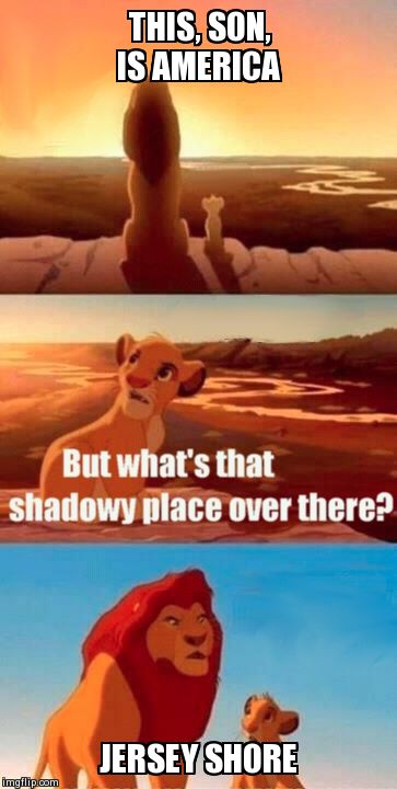 Simba Shadowy Place | THIS, SON, IS AMERICA JERSEY SHORE | image tagged in memes,simba shadowy place | made w/ Imgflip meme maker
