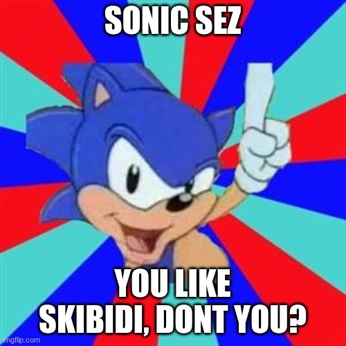 Sonic sez | SONIC SEZ; YOU LIKE SKIBIDI, DONT YOU? | image tagged in sonic sez | made w/ Imgflip meme maker