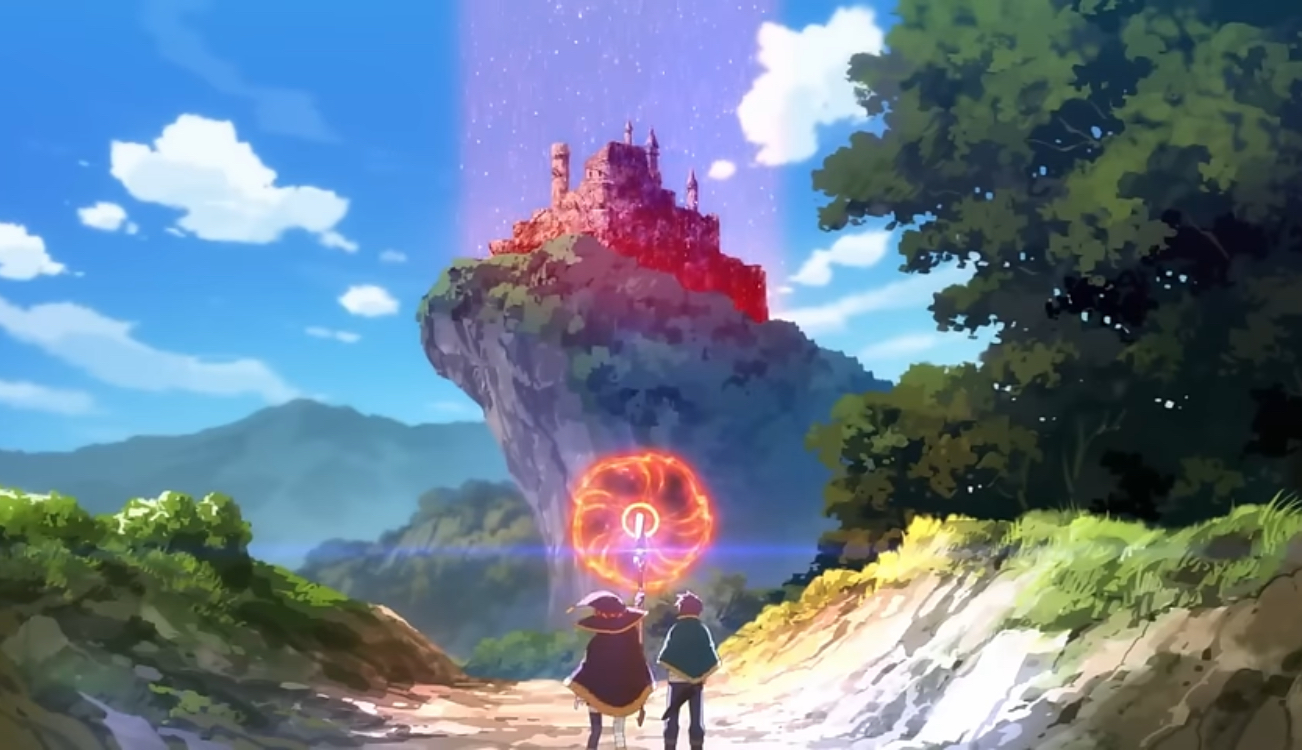 Megumin preparing to explode castle Blank Meme Template