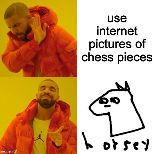 Drake Hotline Bling | use internet pictures of chess pieces | image tagged in memes,drake hotline bling | made w/ Imgflip meme maker