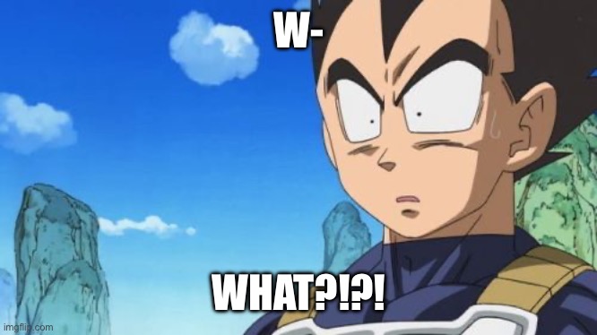 Surprized Vegeta Meme | W- WHAT?!?! | image tagged in memes,surprized vegeta | made w/ Imgflip meme maker