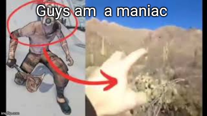 Psycho vs cactus | Guys am  a maniac | image tagged in psycho vs cactus | made w/ Imgflip meme maker