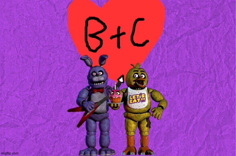 Bonnie and Chica as a couple,yes please! | image tagged in generic purple background | made w/ Imgflip meme maker