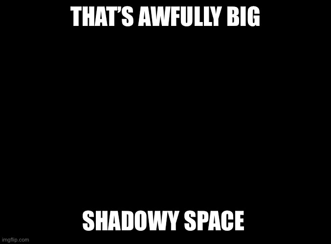 blank black | THAT’S AWFULLY BIG SHADOWY SPACE | image tagged in blank black | made w/ Imgflip meme maker