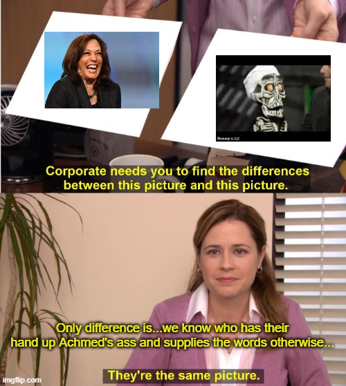 Puppets | Only difference is...we know who has their hand up Achmed's ass and supplies the words otherwise... | image tagged in memes,they're the same picture | made w/ Imgflip meme maker