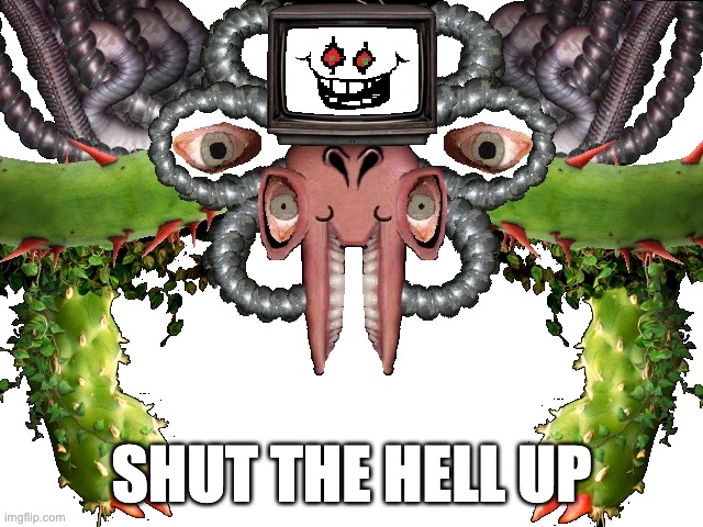 Photoshop Flowey Transparent | SHUT THE HELL UP | image tagged in photoshop flowey transparent | made w/ Imgflip meme maker