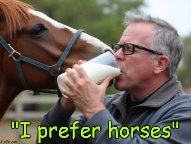 "I prefer horses" | made w/ Imgflip meme maker