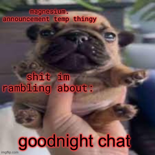 pug temp | goodnight chat | image tagged in pug temp | made w/ Imgflip meme maker