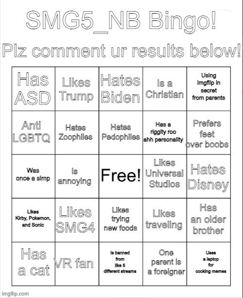 Come play it! | image tagged in smg5_nb bingo | made w/ Imgflip meme maker