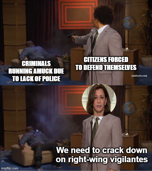 Who Killed Hannibal Meme | CITIZENS FORCED TO DEFEND THEMSELVES CRIMINALS RUNNING AMUCK DUE TO LACK OF POLICE We need to crack down on right-wing vigilantes | image tagged in memes,who killed hannibal | made w/ Imgflip meme maker