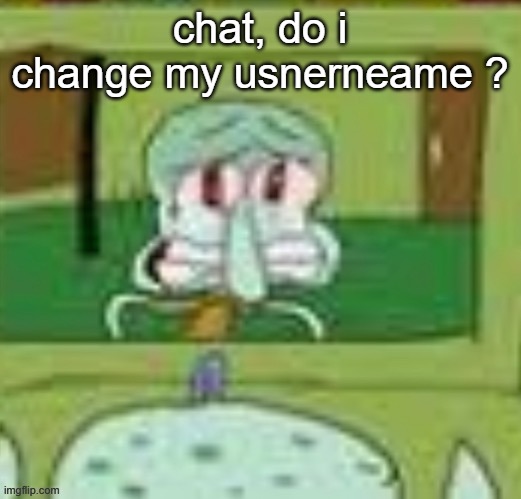 sad squidward | chat, do i change my usnerneame ? | image tagged in sad squidward | made w/ Imgflip meme maker