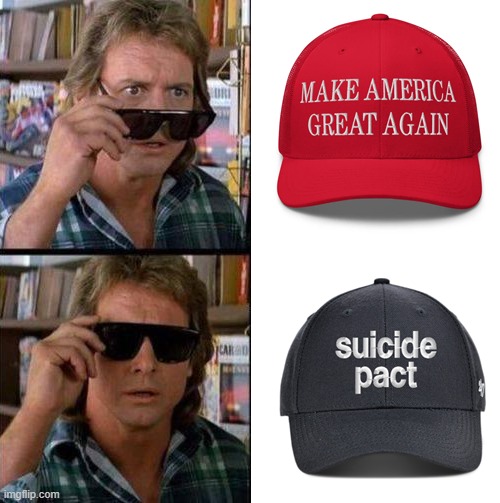 You're voting against yourselves | image tagged in maga,suicide,pact | made w/ Imgflip meme maker