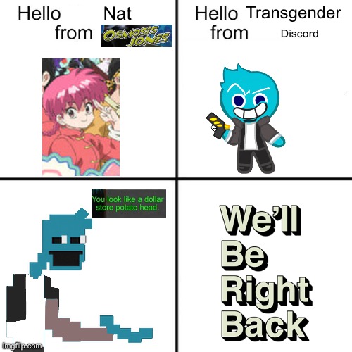 hello person from | Nat; Transgender; Discord | image tagged in hello person from | made w/ Imgflip meme maker