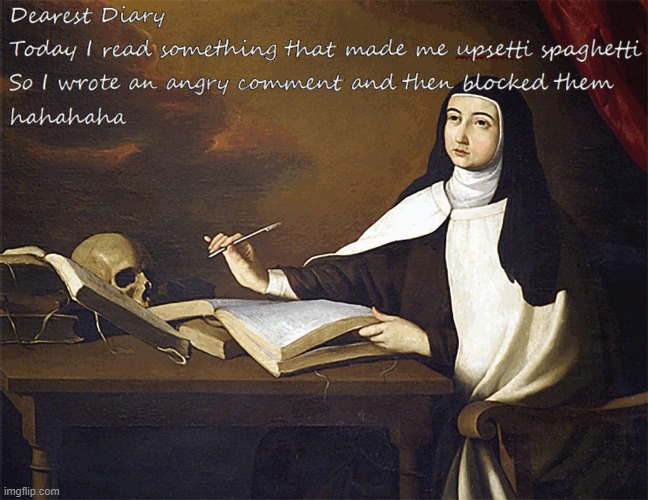 St. Thérèse | image tagged in block,angry,social media | made w/ Imgflip meme maker