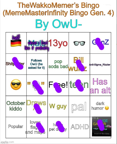 TheWakkoMemer’s bingo!!! | when i feel like it probably; half | image tagged in thewakkomemer s bingo | made w/ Imgflip meme maker