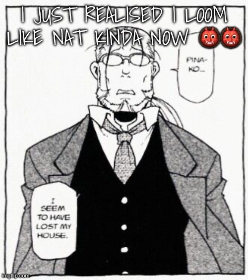 hoenheim | I JUST REALISED I LOOM LIKE NAT KINDA NOW 👹👹 | image tagged in hoenheim | made w/ Imgflip meme maker