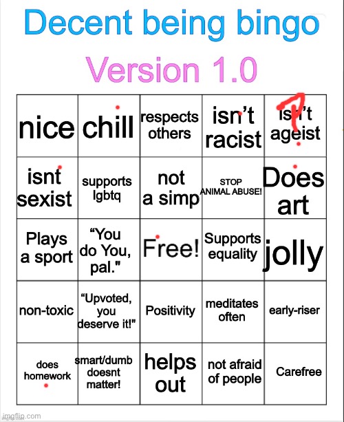 Hardest bingo ever | image tagged in decent being bingo | made w/ Imgflip meme maker