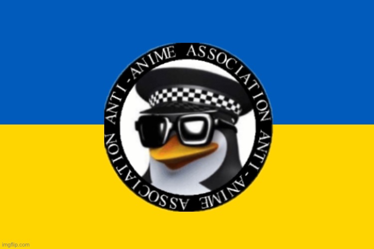 Ukrainian anti anime flag | image tagged in ukraine flag,anti anime | made w/ Imgflip meme maker