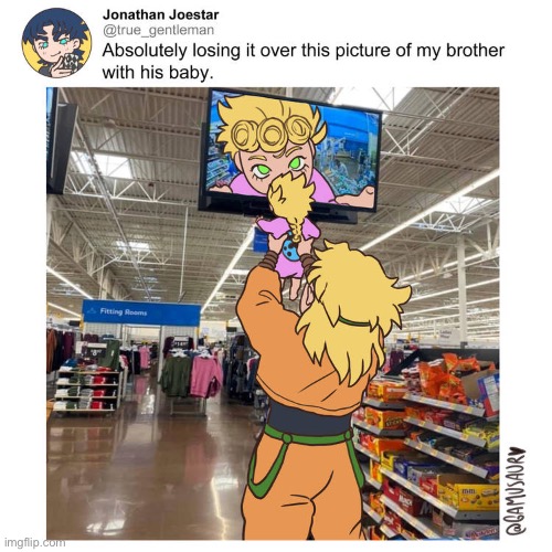 Not mine, but a silly mudad image I found | image tagged in jojo's bizarre adventure | made w/ Imgflip meme maker