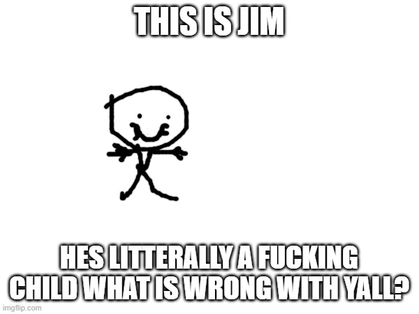 THIS IS JIM HES LITTERALLY A FUCKING CHILD WHAT IS WRONG WITH YALL? | made w/ Imgflip meme maker