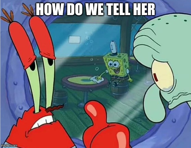 How do we tell him | HOW DO WE TELL HER | image tagged in how do we tell him | made w/ Imgflip meme maker