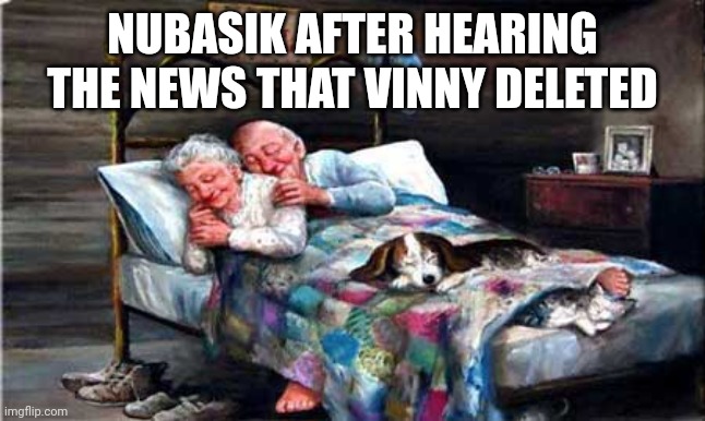 (Fries: im glad he deleted) | NUBASIK AFTER HEARING THE NEWS THAT VINNY DELETED | image tagged in the good life | made w/ Imgflip meme maker