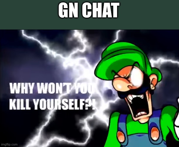 Image is unrelated please don’t KYS | GN CHAT | image tagged in why wont you kill yourself | made w/ Imgflip meme maker