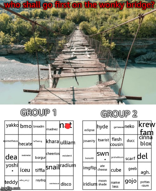 who shall go first on the wonky bridge? | image tagged in broken bridge | made w/ Imgflip meme maker