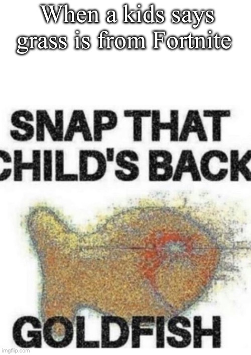 Snap That Child’s Back | When a kids says grass is from Fortnite | image tagged in snap that child s back | made w/ Imgflip meme maker