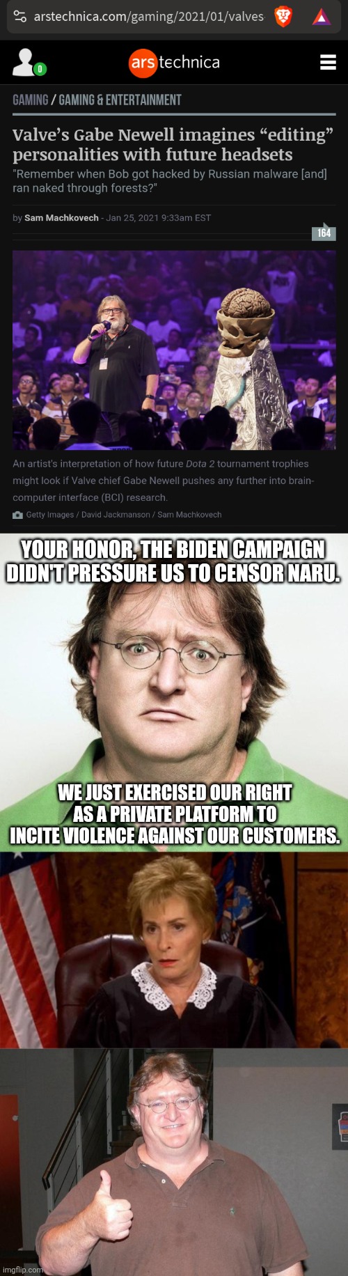 Image tagged in gabe newell,judge judy unimpressed