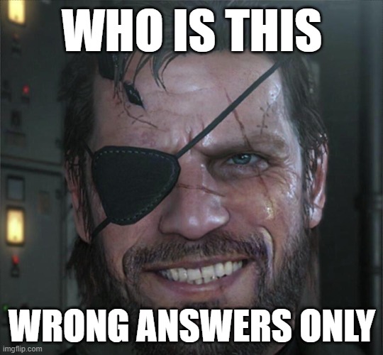 Smiling Venom Snake | WHO IS THIS; WRONG ANSWERS ONLY | image tagged in smiling venom snake | made w/ Imgflip meme maker