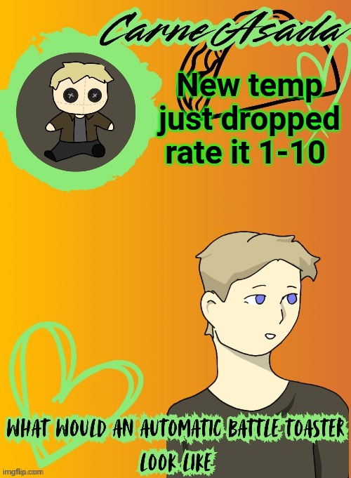 2 new temps in less than 12 hours ik | New temp just dropped rate it 1-10 | image tagged in carneasada announcement template disco edition | made w/ Imgflip meme maker