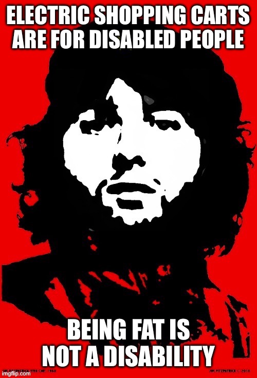 Communist Mazy | ELECTRIC SHOPPING CARTS
ARE FOR DISABLED PEOPLE; BEING FAT IS NOT A DISABILITY | image tagged in communist mazy | made w/ Imgflip meme maker