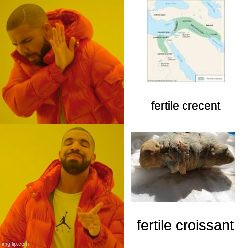 Drake Hotline Bling Meme | fertile crecent; fertile croissant | image tagged in memes,drake hotline bling | made w/ Imgflip meme maker