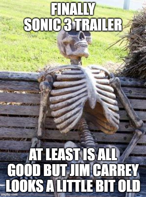 Shadow Wick | FINALLY SONIC 3 TRAILER; AT LEAST IS ALL GOOD BUT JIM CARREY LOOKS A LITTLE BIT OLD | image tagged in funny,memes,sonic the hedgehog,sonic movie,waiting skeleton | made w/ Imgflip meme maker