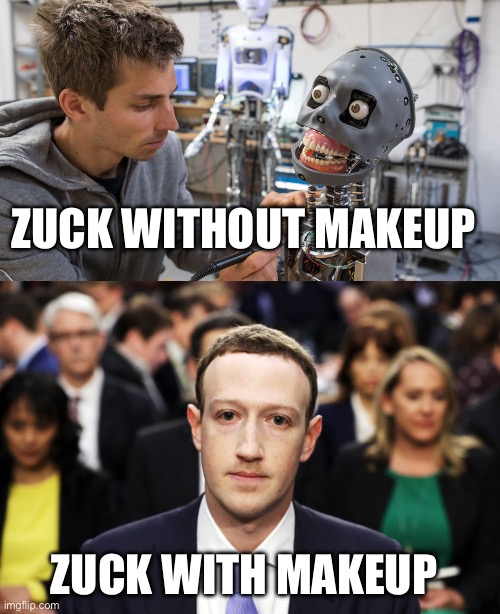 ZUCK WITHOUT MAKEUP; ZUCK WITH MAKEUP | image tagged in mark zuckerberg | made w/ Imgflip meme maker