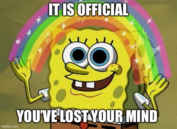 We go a little mad sometimes | IT IS OFFICIAL; YOU’VE LOST YOUR MIND | image tagged in memes,imagination spongebob | made w/ Imgflip meme maker